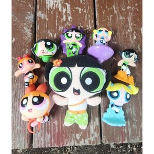 Lot Of 8 Vintage Y2K Power Puff‎ Girls Figurines & Plush Cartoon Network 2000s